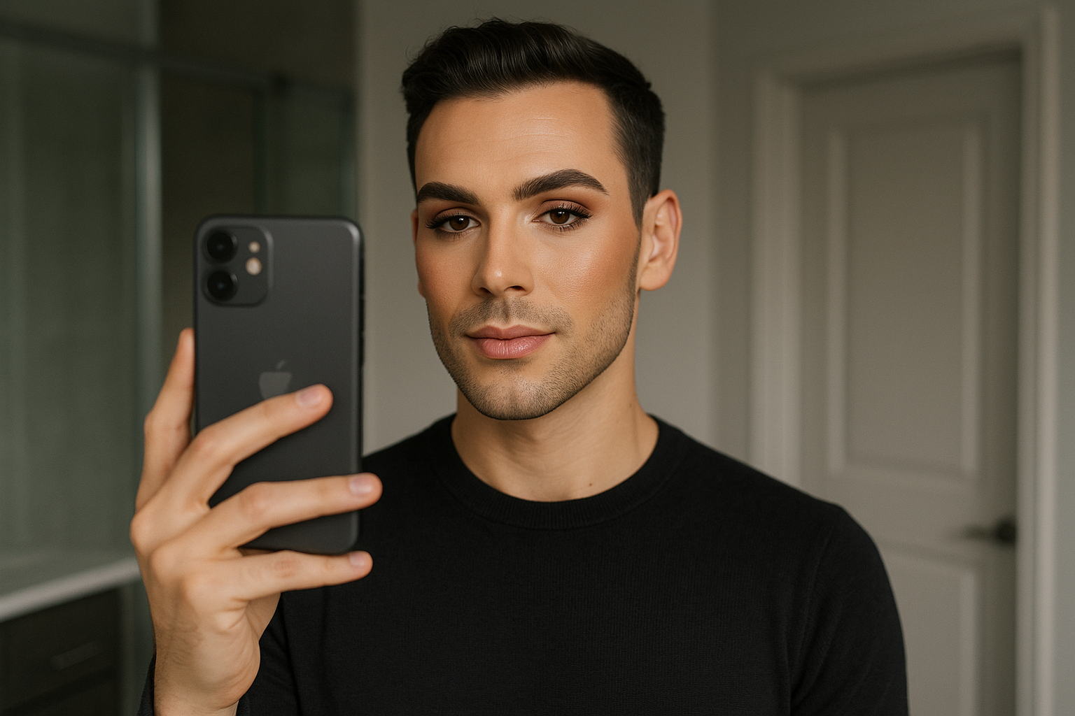 man makeup selfie